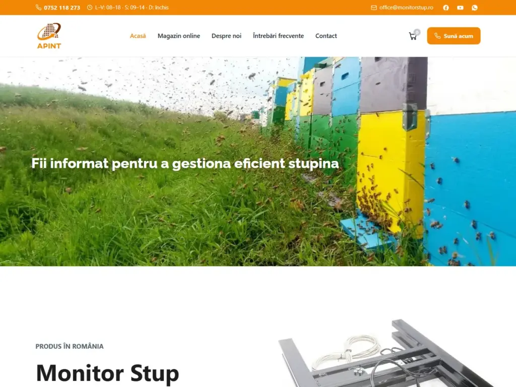 Webáruház készítés A MonitorStup webáruház főoldala, kaptármegfigyelő rendszerekkel