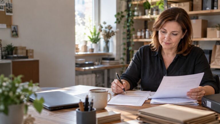 Acasă Proprietară de IMM verifică documente de confidențialitate