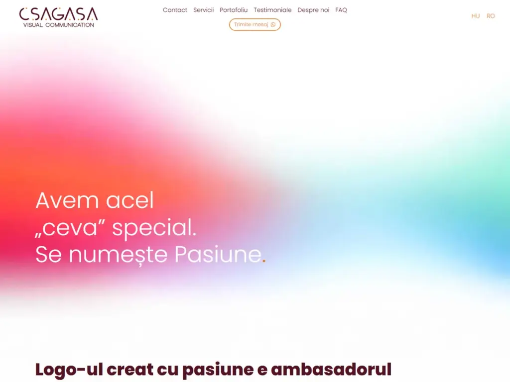 Creare site web de prezentare Pagina principală a site-ului csagasa.ro, studio de design și comunicare vizuală